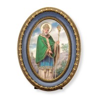 5 1/2" x 7 1/2" Oval Gold-Leaf Frame with a Saint Patrick Print