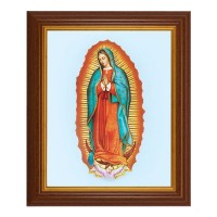 10 1/2" x 12 1/2" Walnut Finish Beveled Frame with 8" x 10" Our Lady of Guadalupe Textured Art