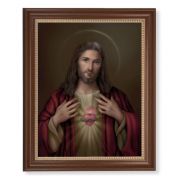 13 1/2" x 16 9/16" Walnut Finished Frame with 11" x 14" Simeone: Sacred Heart of Jesus Textured Art