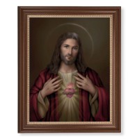 13 1/2" x 16 9/16" Walnut Finished Frame with 11" x 14" Simeone: Sacred Heart of Jesus Textured Art