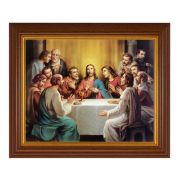 10 1/2" x 12 1/2" Walnut Finish Beveled Frame with 8" x 10" Bonella: Last Supper Textured Art