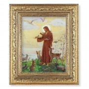 12 1/2" x 14 1/2" Ornate Gold Leaf Antique Frame with 8" x 10" St. Francis Print