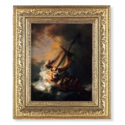 12 1/2" x 14 1/2" Ornate Gold Leaf Antique Frame with 8" x 10" Rembrandt: The Storm on the Sea of Galilee Print