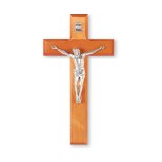 10" Cherry Wood Cross with a Fine Pewter Corpus
