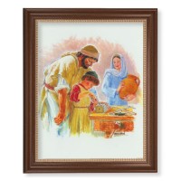13 1/2" x 16 9/16" Walnut Finished Frame with 11" x 14" Hook: Jesus the Carpenter Textured Art