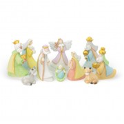 10 Pc Frosted Pastel Nativity Set