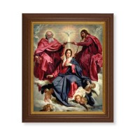 10 1/2" x 12 1/2" Walnut Finish Beveled Frame with 8" x 10" Crowning of Mary Textured Art