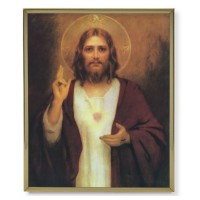 11" x 14" Gold Plaque Frame with a Chambers: Sacred Heart of Jesus Print