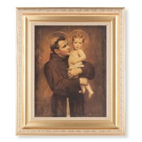 10 1/4" x 12 1/4" Satin Gold Frame with an 8" x 10" St. Anthony with Jesus Print