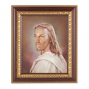 11 1/2" x 13 1/2" Cherry Frame with Gold Trim with an 8" x 10" Head of Christ Print