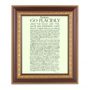 11 1/2" x 13 1/2" Cherry Frame with Gold Trim with an 8" x 10" Go Placidly Print
