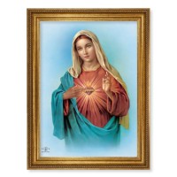 23.5" x 31" Antique Gold Leaf Beveled Frame, Roping Detail with 19" x 27" Immaculate Heart of Mary Textured Art 23.5" x 31" Antique Gold Leaf Beveled Frame, Roping Detail with 19" x 27" Immaculate Heart of Mary Textured Art