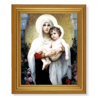 10" x 12" Gold Leaf Finish Beveled Frame with 8" x 10" Bouguereau: Madonna of the Roses Textured Art