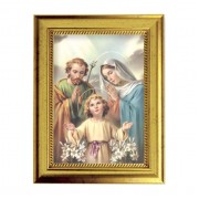 6 3/4" X 8 3/4" Gold Leaf Finish Frame with 5" X 7" Simeone Holy Family Textured Art