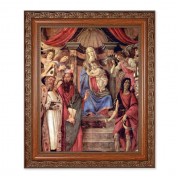 10" x 12" Ornate Wood Frame with an 8" x 10" Madonna Throne of Angels and Saints Print