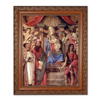 10" x 12" Ornate Wood Frame with an 8" x 10" Madonna Throne of Angels and Saints Print