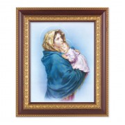 11 1/2" x 13 1/2" Cherry Frame with Gold Trim with an 8" x 10" Madonna of Streets Print