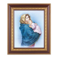 11 1/2" x 13 1/2" Cherry Frame with Gold Trim with an 8" x 10" Madonna of Streets Print