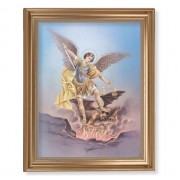 13 1/2" x 16 9/16" Gold Leaf Antique Finished Frame with 11" x 14" Saint Michael Textured Art
