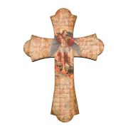 Saint Michael 10" Laser Cut Wood Vintage Cross