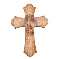 Saint Michael 10" Laser Cut Wood Vintage Cross Saint Michael 10" Laser Cut Wood Vintage Cross