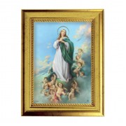 6 3/4" X 8 3/4" Gold Leaf Finish Frame with 5" X 7" Immaculate Conception Textured Art