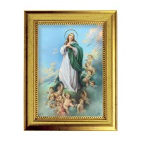 6 3/4" X 8 3/4" Gold Leaf Finish Frame with 5" X 7" Immaculate Conception Textured Art