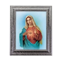 10 1/2" x 12 1/2" Grey Oak Finish Frame with an 8" x 10" Immaculate Heart of Mary Print