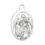 1" Oval Antiqued Silver Oxidized Saint Dominic and Our Lady of the Rosary Medal