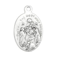 25pk - 1" Oval Oxidized Saint Dominic Our Lady of the Rosary Medal  sold in inc of 25