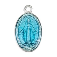 25pk - Small Blue Epoxied Miraculous Medal  Sold in inc of 25