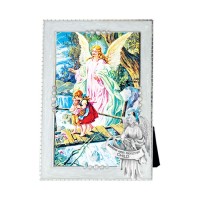 White Pearlized Guardian Angel Photo Frame