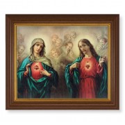 10 1/2" x 12 1/2" Walnut Finish Beveled Frame with 8" x 10" The Sacred Hearts Textured Art