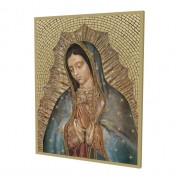 8" x 10" Gold Foil Mosaic Plaque of Our Lady of Guadalupe.