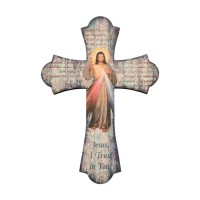 Divine Mercy 10" Laser Cut Wood Vintage Cross