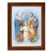 15 1/2" x 19 1/2" Walnut Finish Frame with Gold Accent and a 12" x 16" The Holy Family Textured Art