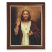 13 1/2" x 16 9/16" Walnut Finished Frame with 11" x 14" Chambers: Sacred Heart of Jesus Textured Art