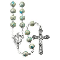 8mm Silver Lava Bead Rosary