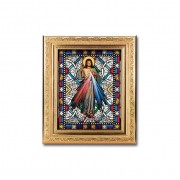 8 1/4" x 10 1/4" Gold Ornate Frame with a 6" x 8" Divine Mercy Textured Glass Artwork