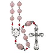 8mm Rose Quartz Bead Rosary with 10mm Capped Our Father Beads