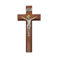 9" Two Tone Cross with Silver and Gold Tone Salerni Corpus