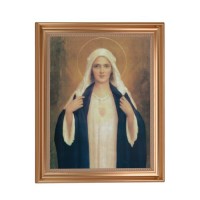 13 1/2" x 16 9/16" Gold Leaf Antique Finished Frame with 11" x 14" Chambers: Immaculate Heart of Mary Textured Art