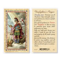 25pk - Saint Florian - Fireman Prayer Gold Stamped Laminated Holy Card  Pk 25