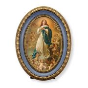 5 1/2" x 7 1/2" Oval Gold-Leaf Frame with a Immaculate Conception Print