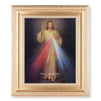 10 1/4" x 12 1/4" Satin Gold Frame with an 8" x 10" Divine Mercy Print