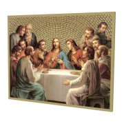 8" x 10" Gold Foil Mosaic Plaque of The Last Supper.