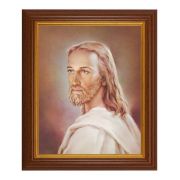 10 1/2" x 12 1/2" Walnut Finish Beveled Frame with 8" x 10" Head of Christ Textured Art