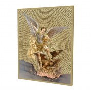 8" x 10" Gold Foil Mosaic Plaque of Saint Michael.