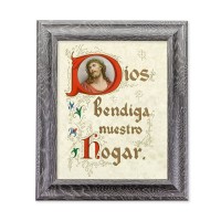 10 1/2" x 12 1/2" Grey Oak Finish Frame with an 8" x 10" House Blessing in Spanish Print