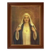 15 1/2" x 19 1/2" Walnut Finish Frame with Gold Accent and a 12" x 16" Chambers: Immaculate Heart of Mary Textured Art
